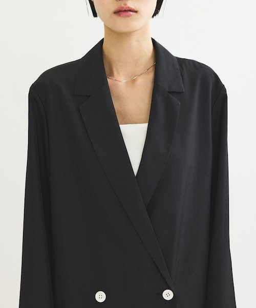 ADAM ET ROPE'(アダムエロペ)の「【サステナブル】ガウンジャケット(テーラードジャケット・レディース・ブラック/オフホワイト・F)」の20枚目の写真