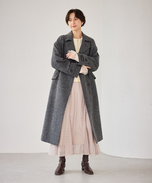 ROPE' PICNIC(ロペピクニック)の「JAPAN FABRIC スタンドカラーロングコート/一部WEB限定カラー(チェスターコート・レディース・ブラック系/グレー/ライトグレー/ベージュ系・F)」の18枚目の写真