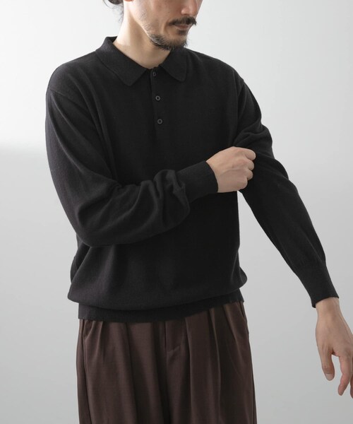 ITEMS URBANRESEARCH（アイテムズ アーバンリサーチ）の「カシミヤ×コットンポロセーター（ニット/セーター・メンズ・GRY/BRD/MOC/BLK・M/L）」の8枚目の写真