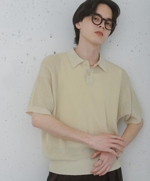 SENSE OF PLACE by URBAN RESEARCH(センスオブプレイスバイアーバンリサーチ)の「『ユニセックス/洗濯可』エアリーメランジニットポロシャツ(ニット/セーター・メンズ・IVORY/BLACK/CHARCOAL/MOCHA/NAVY・M/L)」の12枚目の写真