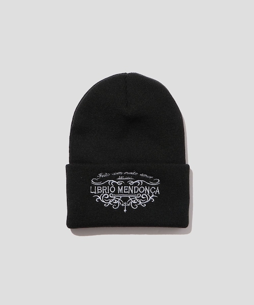 ADAM ET ROPE'(アダムエロペ)の「【LIBRIO MENDONCA/リブリオ メンドンサ】EMBROIDERY BEANIE(ニットキャップ/ビーニー・メンズ・ブラック/ホワイト・F)」の2枚目の写真
