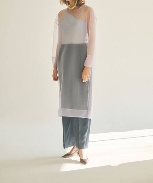 ROPE'(ロペ)の「【near.nippon(ニアー ニッポン)】SHEER DRESS|レイヤードドレス(ワンピース・レディース・ラベンダー/ブラック・F)」の15枚目の写真