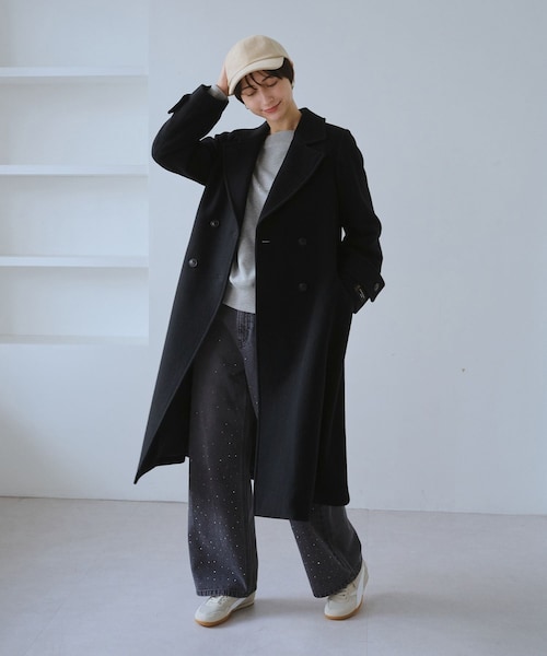 ROPE' PICNIC（ロペピクニック）の「JAPAN FABRIC ダブルチェスターコート/一部WEB限定カラー（チェスターコート・レディース・ブラック/グレー/グレー系/ベージュ系・F）」の8枚目の写真