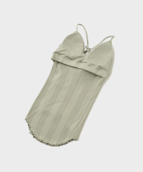 ROPE'(ロペ)の「【HAKUJI(ハクジ)】RANDOM RIB BRA CAMISOLE|ランダムリブ×ブラデザインキャミソール(キャミソール・レディース・ブラック/モスグリーン・F)」の7枚目の写真