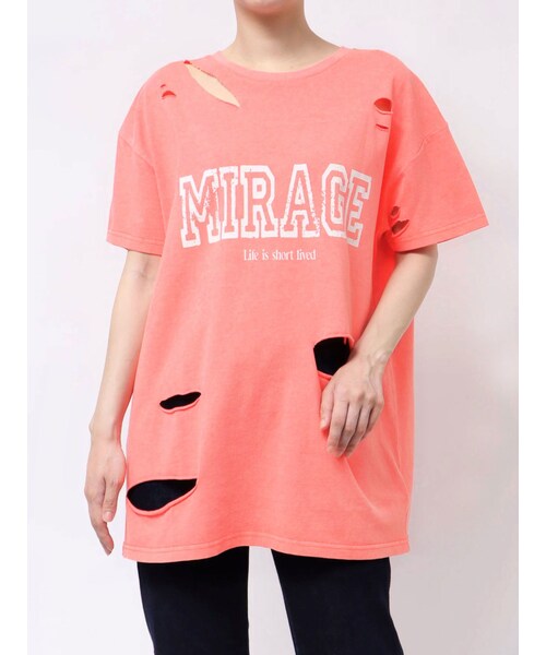 EVRIS（エヴリス）の「カットダメージBIG Tシャツ（Tシャツ/カットソー・レディース・グレー/レッド/ホワイト・F）」の9枚目の写真