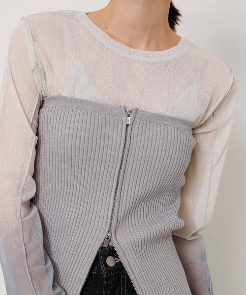 SENSE OF PLACE by URBAN RESEARCH（センスオブプレイスバイアーバンリサーチ）の「ラメジップニットビスチェ（その他トップス・レディース・GRAY/BLACK/YELLOW・one）」の15枚目の写真