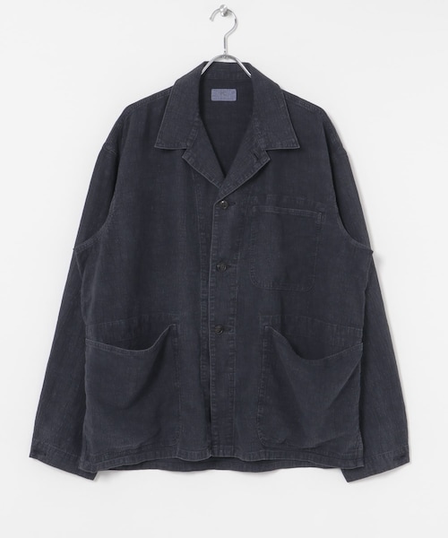 URBAN RESEARCH（アーバンリサーチ）の「HERILL　Linen P41 CoverallJacket（カバーオール・メンズ・Natural/Navy・2/3）」の2枚目の写真