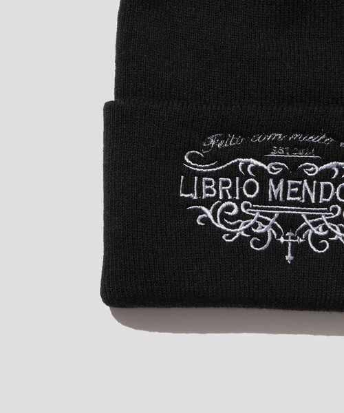 ADAM ET ROPE'(アダムエロペ)の「【LIBRIO MENDONCA/リブリオ メンドンサ】EMBROIDERY BEANIE(ニットキャップ/ビーニー・メンズ・ブラック/ホワイト・F)」の6枚目の写真