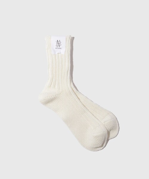 ADAM ET ROPE'(アダムエロペ)の「【BATONER/バトナー】LINEN SOCKS(ソックス/靴下・メンズ・ブラック/ホワイト・F)」の1枚目の写真