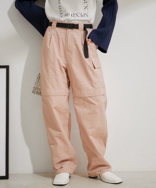 VIS（ビス）の「【洗える】ベルト付ナイロンカーゴパンツ（カーゴパンツ・レディース・キナリ/ブラック/オレンジ系・M/S）」の10枚目の写真