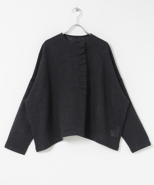 かぐれ（カグレ）の「ウールワイドフリルプルオーバー（シャツ/ブラウス・レディース・CHECK/CHARCOAL・Free）」の11枚目の写真