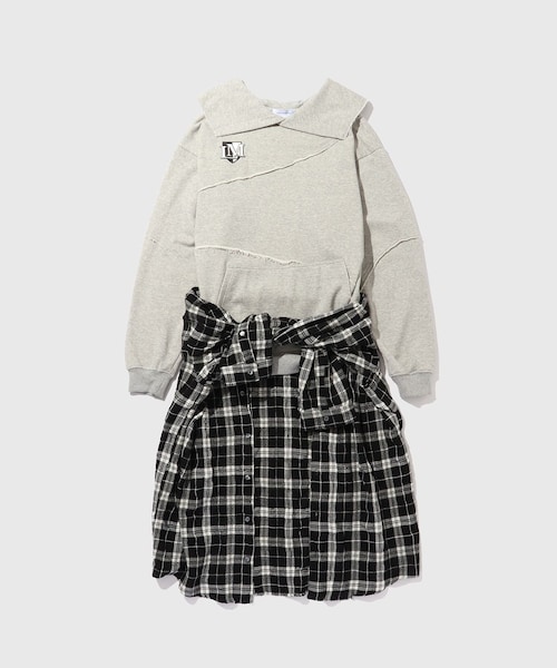 ADAM ET ROPE'(アダムエロペ)の「【LIBRIO MENDONCA/リブリオ メンドンサ】SHIRT DOCKING SWEAT PULLOVER(スウェット・メンズ・ライトグレー/ブルー・M/XL)」の1枚目の写真
