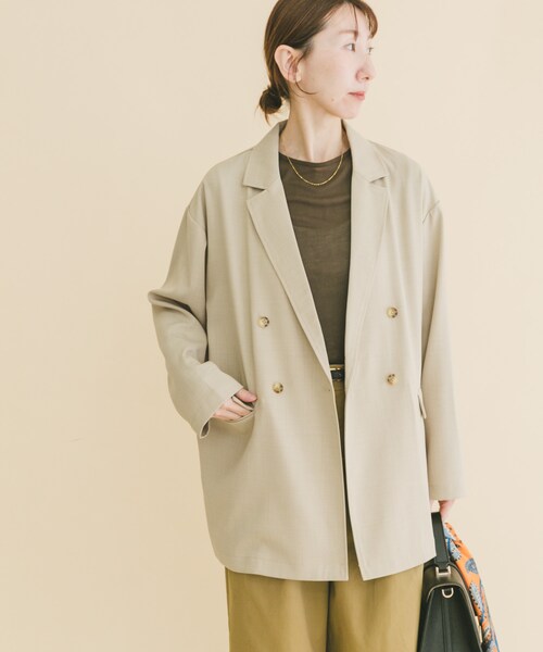 ITEMS URBANRESEARCH（アイテムズ アーバンリサーチ）の「リネンライクジャケット（テーラードジャケット・レディース・BRN/L.BEG/BLK・Free）」の18枚目の写真