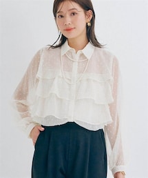 nissen | シアードットフリルブラウス(シャツ/ブラウス)
