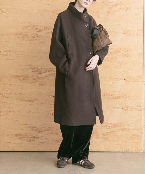 URBAN RESEARCH（アーバンリサーチ）の「スーパー100ウールスタンドカラーコート（テーラードジャケット・レディース・KHAKI/BROWN/D.NAVY・FREE）」の21枚目の写真