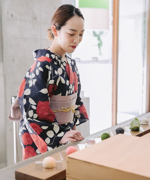 綿麻ゆかた 薔薇