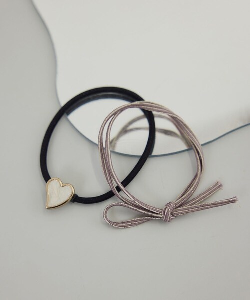 ROPE' PICNIC（ロペピクニック）の「ハートモチーフヘアゴムセット（ヘアゴム・レディース・ブラック/ベージュ/ピンク・F）」の4枚目の写真