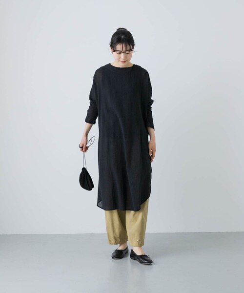 かぐれ（カグレ）の「ガーゼロングチュニック（チュニック・レディース・IVORY/L.GRAY/BLACK・FREE）」の18枚目の写真
