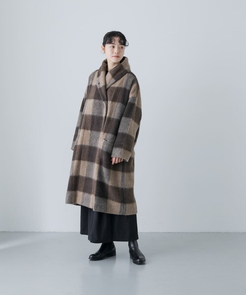 かぐれ（カグレ）の「Honnete　Shawl Collar Coat（テーラードジャケット・レディース・BrownCheck・one）」の8枚目の写真