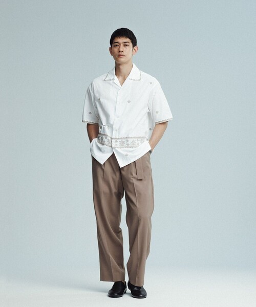 ADAM ET ROPE'（アダムエロペ）の「クロスステッチ ボックスシルエット オープンカラーシャツ（シャツ/ブラウス・メンズ・ブラック/ホワイト・L/M）」の16枚目の写真