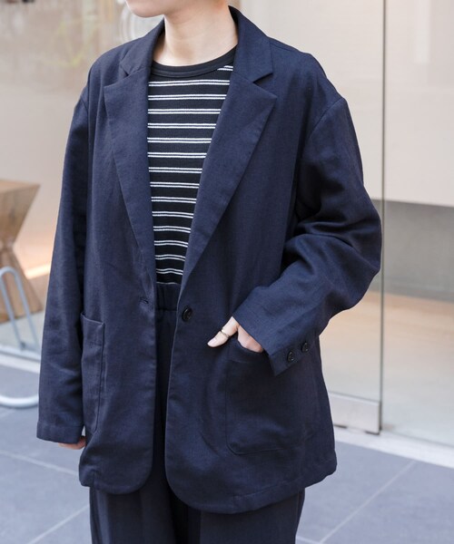 URBAN RESEARCH DOORS(アーバンリサーチドアーズ)の「FORK&SPOON ヘンプ混テーラードジャケット(テーラードジャケット・レディース・CHECK/NAVY・1)」の4枚目の写真