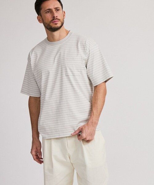 Saturdays NYC（サタデーズ ニューヨークシティ ）の「Multi Stripe Relax SS Tee（Tシャツ/カットソー・レディース・グレー/オリーブ・L/M/S/XL/XS）」の21枚目の写真