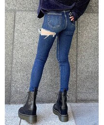 GYDA | M/W BACK RIPPEDスキニーデニムパンツ(デニムパンツ)