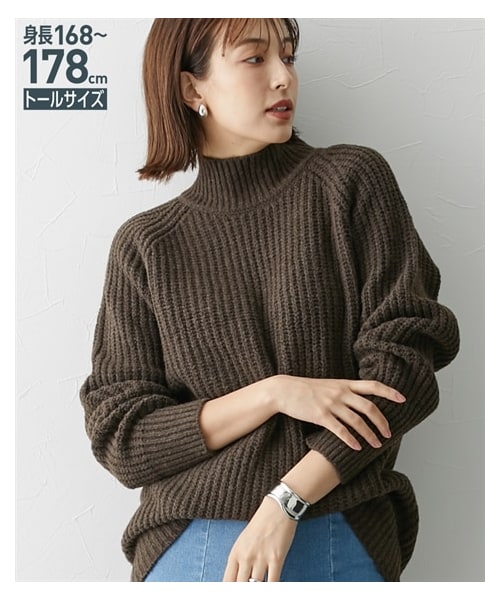 nissen（ニッセン）の「高身長　プチハイネックラグランニット（トールサイズ）（ニット/セーター・レディース・パープル/ディープグリーン/ブラウン/黒・MTT/LTT/LLTT/3LTT/4LTT/5LTT）」の13枚目の写真
