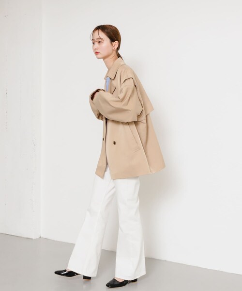 SENSE OF PLACE by URBAN RESEARCH（センスオブプレイスバイアーバンリサーチ）の「2WAYショートトレンチコート（ステンカラーコート・レディース・IVORY/BEIGE・one）」の20枚目の写真