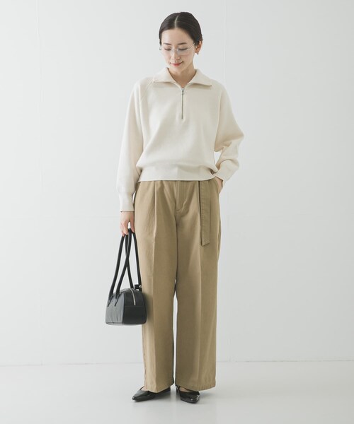 URBAN RESEARCH（アーバンリサーチ）の「ハーフジップスウェットニット（スウェット・レディース・OFF WHITE/YELLOW/NAVY・Free）」の9枚目の写真