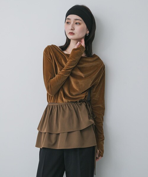 SENSE OF PLACE by URBAN RESEARCH(センスオブプレイスバイアーバンリサーチ)の「ベロアドレープトップ(その他トップス・レディース・IVORY/BROWN/CAMEL・One)」の4枚目の写真