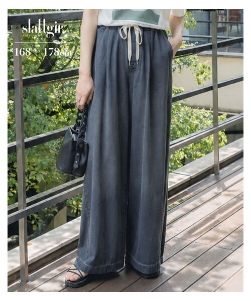 nissen（ニッセン）の「高身長　柔らかワイドイージーデニムパンツ（トールサイズ）（パンツ・レディース・ブルー系/ネイビー系/グレー系・MTT/LTT/LLTT/3LTT/4LTT/5LTT）」の7枚目の写真