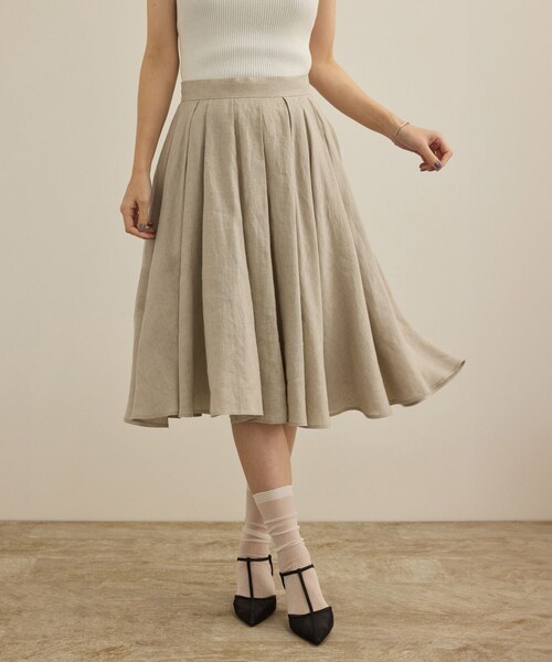 ROPE'（ロペ）の「【洗える】ヨーロピアンリネンフレアスカート/一部セットアップ対応（スカート・レディース・ホワイト/ベージュ/ターコイズ・36/38）」の19枚目の写真