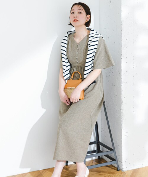URBAN RESEARCH ROSSO（アーバンリサーチロッソ）の「『UR TECH DRYLUXE』F by ROSSO　ウエストマークワンピース（ワンピース・レディース・BEIGE/L/GRAY/NAVY・36/38）」の4枚目の写真