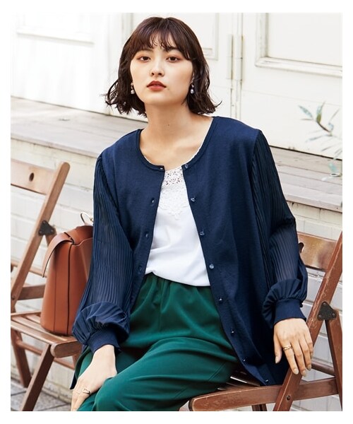 nissen（ニッセン）の「大きいサイズ袖シフォンデザインカーディガン（カーディガン/ボレロ・レディース・ネイビー/グリーン/黒・L/LL/3L/4L/5L/6L/8L/10L）」の20枚目の写真