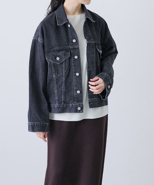 かぐれ（カグレ）の「HARi　WIDE SLEEVE DENIM JACKET（デニムジャケット・レディース・BLACK・2）」の2枚目の写真