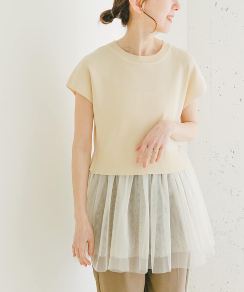 ITEMS URBANRESEARCH(アイテムズ アーバンリサーチ)の「ソウバリチュールドッキングニット(ニット/セーター・レディース・NVY/BLK/OFF・FREE)」の7枚目の写真
