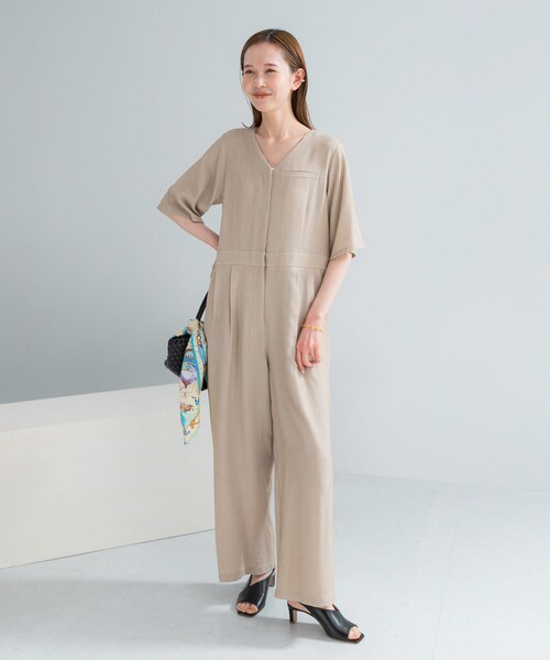 URBAN RESEARCH ROSSO（アーバンリサーチロッソ）の「リネンライク5分袖オールインワン（つなぎ/オールインワン・レディース・BLACK/BEIGE・36/38）」の17枚目の写真