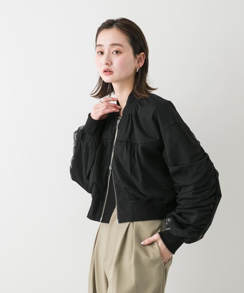 SENSE OF PLACE by URBAN RESEARCH(センスオブプレイスバイアーバンリサーチ)の「チュールレイヤードブルゾン(ブルゾン・レディース・IVORY/BLACK/L.BLUE・one)」の15枚目の写真
