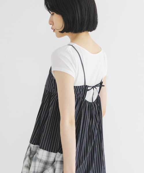 KBF（ケイビーエフ）の「タックドレープTEE（Tシャツ/カットソー・レディース・OFF/BLACK/MELON/CHALK・One）」の7枚目の写真