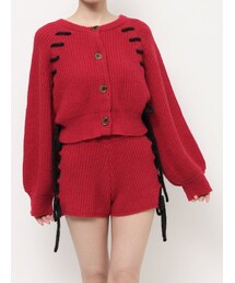 jouetie | バイカラーステッチニットカーディガン【セットアップ対応】(カーディガン/ボレロ)