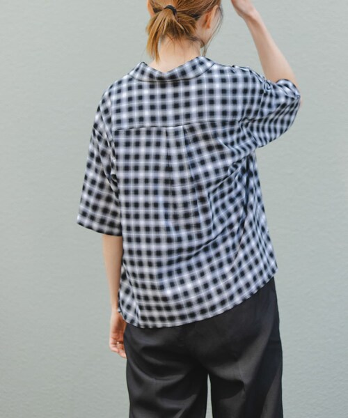 URBAN RESEARCH DOORS（アーバンリサーチドアーズ）の「FORK&SPOON　コットンレーヨンチェックシャツ（シャツ/ブラウス・レディース・OFFｘBLK/CCLｘBRN・1）」の4枚目の写真