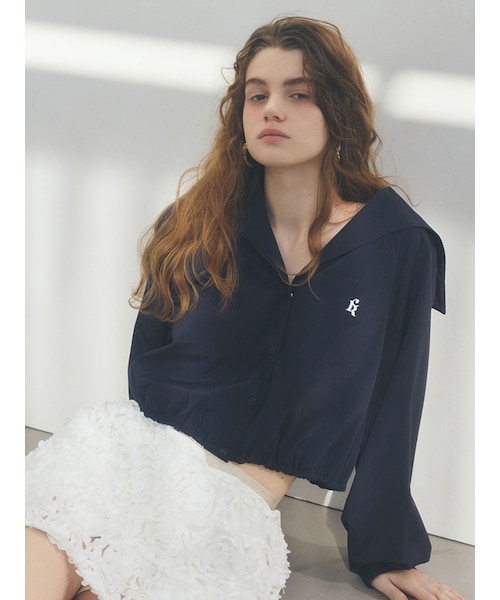 CALNAMUR（カルナムール）の「SAILOR COLLAR BLOUSON/セーラーカラーブルゾン（ブルゾン・レディース・ホワイト/ピンク/ネイビー・F）」の6枚目の写真