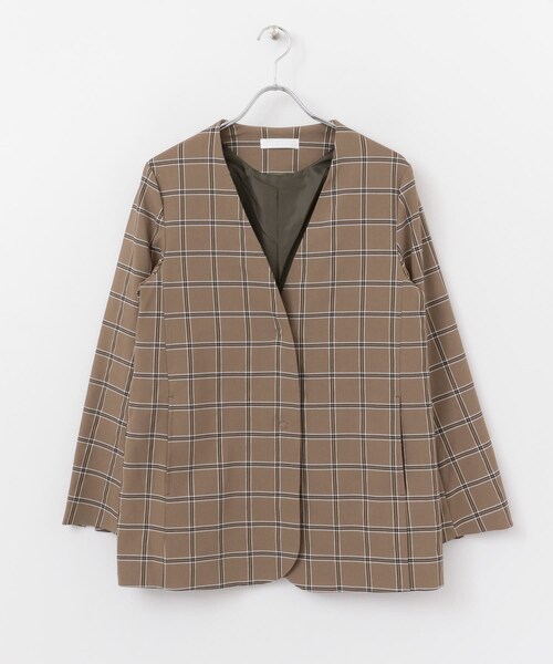 SENSE OF PLACE by URBAN RESEARCH（センスオブプレイスバイアーバンリサーチ）の「チェックノーカラージャケット（ノーカラージャケット・レディース・MOCHA/GREIGE・FREE）」の22枚目の写真