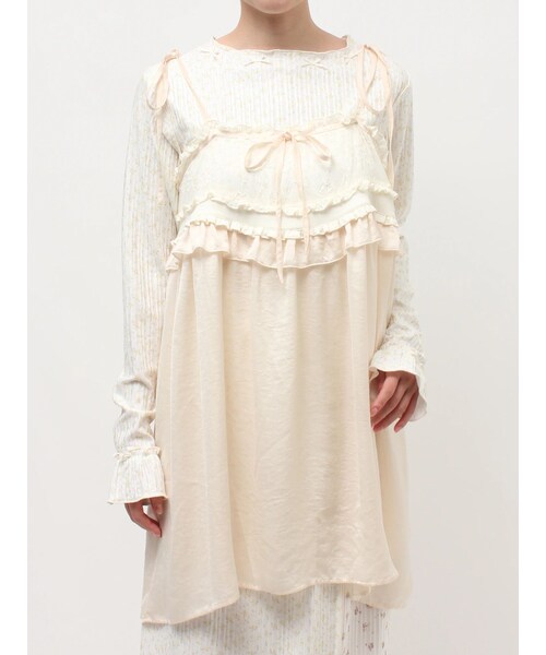 merry jenny（メリージェニー）の「サテンリボンキャミチュニック（チュニック・レディース・アイボリー/ピンク/ラベンダー・F）」の2枚目の写真