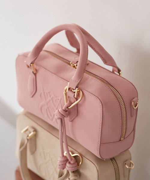 VIS(ビス)の「ロゴスエードミニボストンバッグ/2WAY(ボストンバッグ・レディース・ブラウン/ベージュ系/ピンク・F)」の6枚目の写真