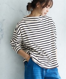 nissen | 綿１００％バスクボトルネックトップス（UVカット）(Tシャツ/カットソー)