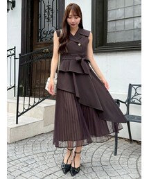 dazzlin | 【新色ブラウン登場/再々生産】アシメプリーツトレンチワンピース(ワンピース)