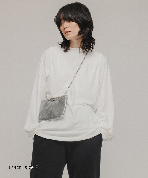ADAM ET ROPE'（アダムエロペ）の「［TOPS］3WAY LAYERED CUT AND SEWN（アンサンブル・レディース・ブラック/ホワイト/グリーン・F）」の18枚目の写真