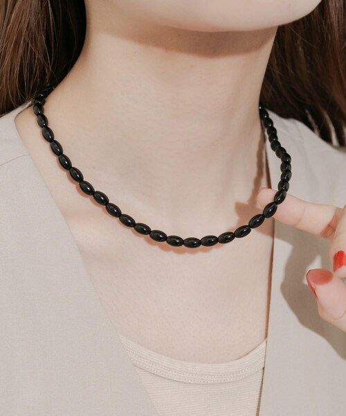 SMELLY（スメリー）の「オーバルビーズネックレス（ネックレス・レディース・BLK・-）」の5枚目の写真